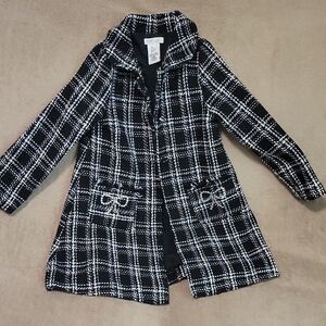 Rachel Zoe Classic Black and White Checkered Trench Coat
